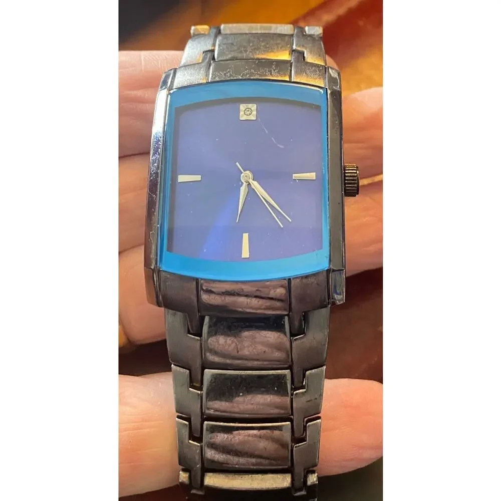 Men's 36mm Black Watch, Blue Crystal, Heavy Construction